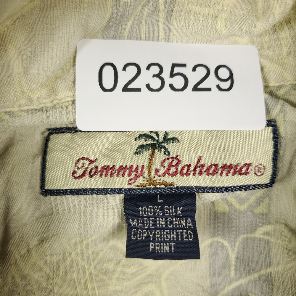 Tommy Bahama Shirt Mens Large Ivory Silk Tropical Camp Hawaiian Button Up * - Picture 8 of 8